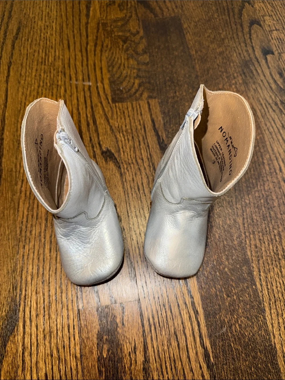 Silver Leather Baby Cowboy Cowgirl Boots Size 3